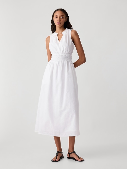 Image number 7 showing, Linen-Blend Splitneck Maxi Dress