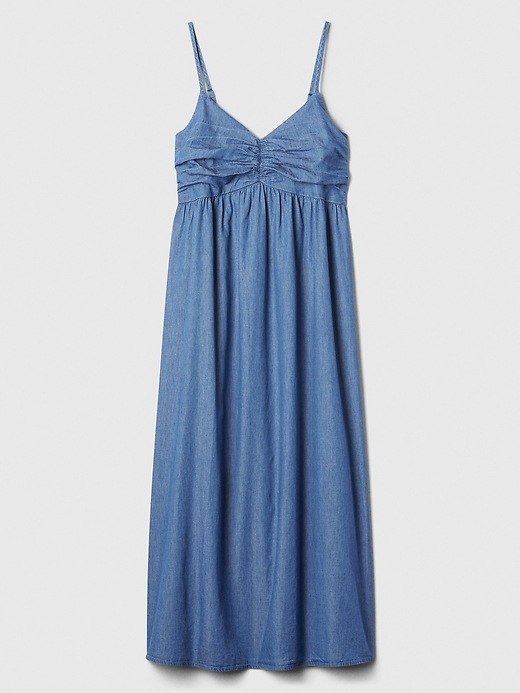 white christmas dresses Women's Layers Denim Maxi Dress with Tiered Silhouette – Wash Lab –  washlabshop main image 0