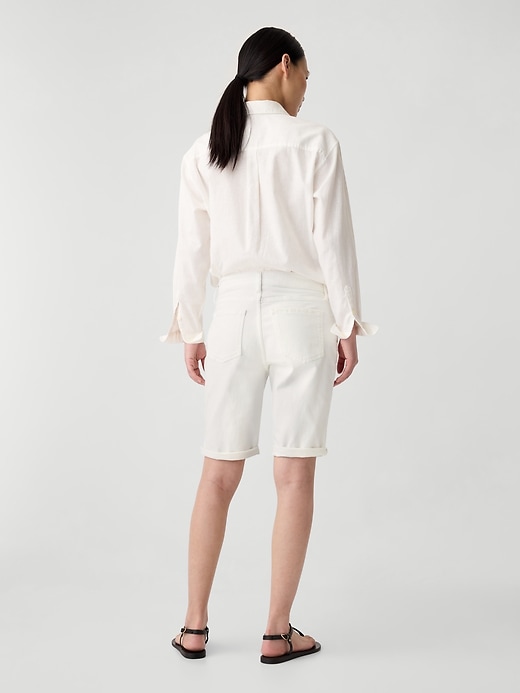Image number 4 showing, 9" Mid Rise Denim Bermuda Shorts