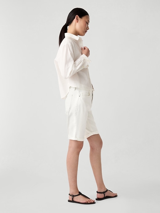 Image number 3 showing, 9" Mid Rise Denim Bermuda Shorts
