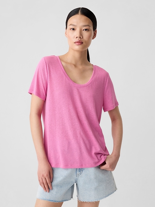 Image number 7 showing, Relaxed Linen-Blend Scoopneck T-Shirt
