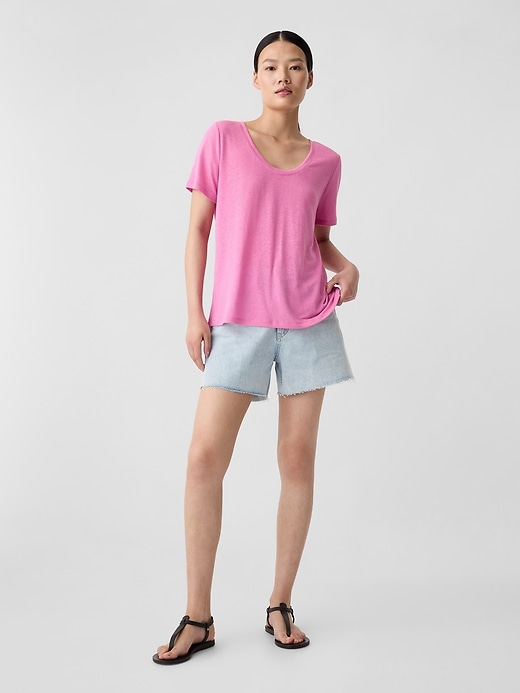 Image number 3 showing, Relaxed Linen-Blend Scoopneck T-Shirt