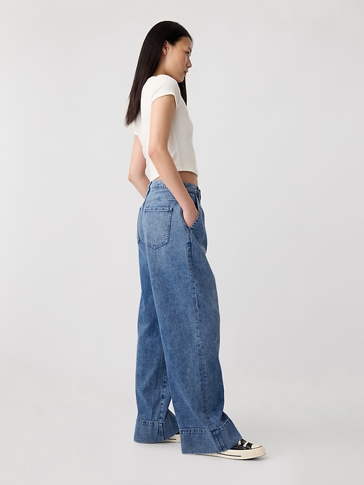 Image number 3 showing, High Rise Wide-Leg Pleated Trousers