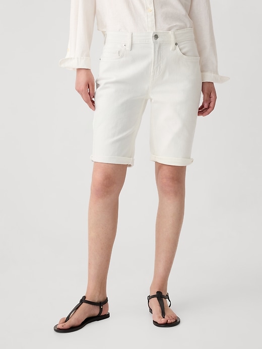 Image number 2 showing, 9" Mid Rise Denim Bermuda Shorts