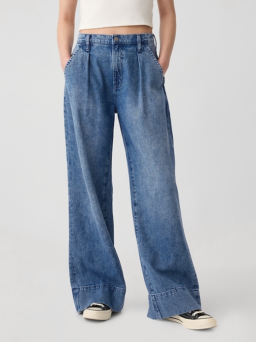 Image number 2 showing, High Rise Wide-Leg Pleated Trousers