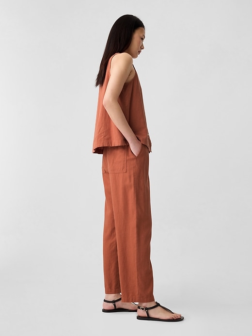 Image number 3 showing, Linen-Blend Straight Pull-On Pants