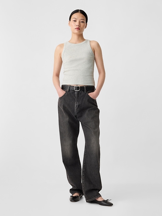 Image number 3 showing, Cropped Ribbed High Neck Tank