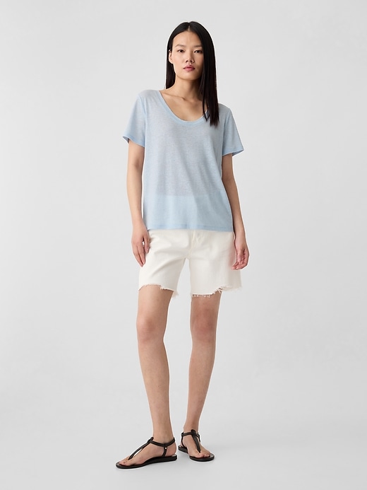 Image number 8 showing, Relaxed Linen-Blend Scoopneck T-Shirt