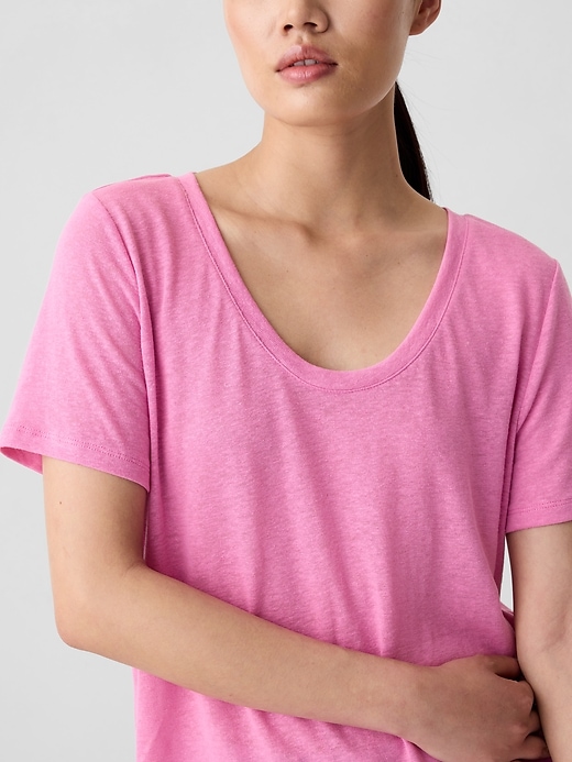 Image number 9 showing, Relaxed Linen-Blend Scoopneck T-Shirt
