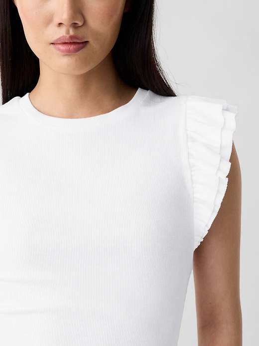 Image number 4 showing, Ribbed Flutter Sleeve Top