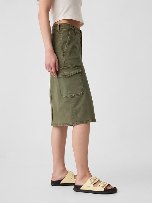 Image number 4 showing, Denim Midi Cargo Pencil Skirt