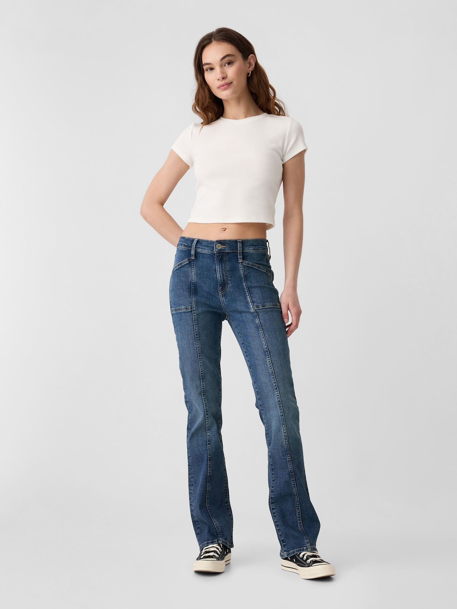 Mid Rise Seamed Baby Boot Jeans