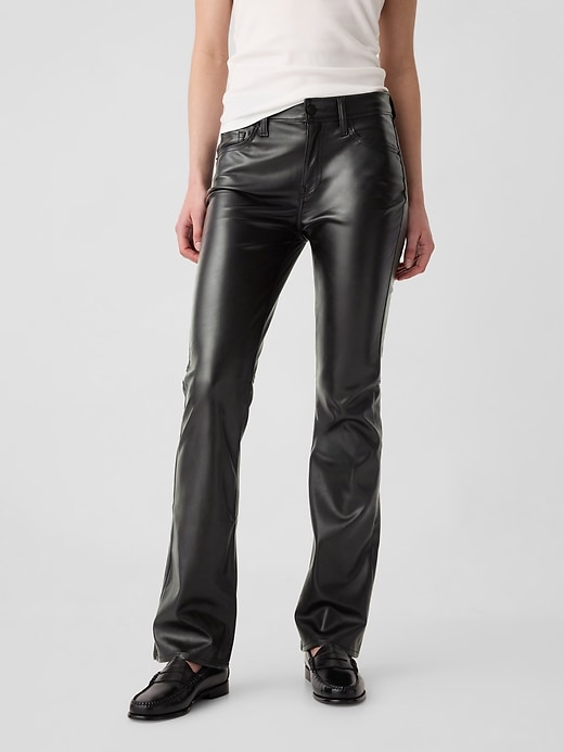 Image number 2 showing, Mid Rise Baby Boot Vegan-Leather Pants