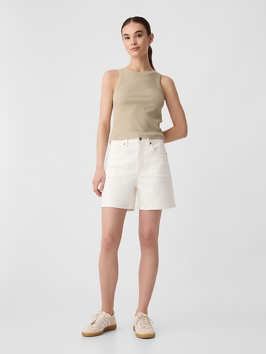 Image number 3 showing, Cropped Ribbed High-Neck Tank