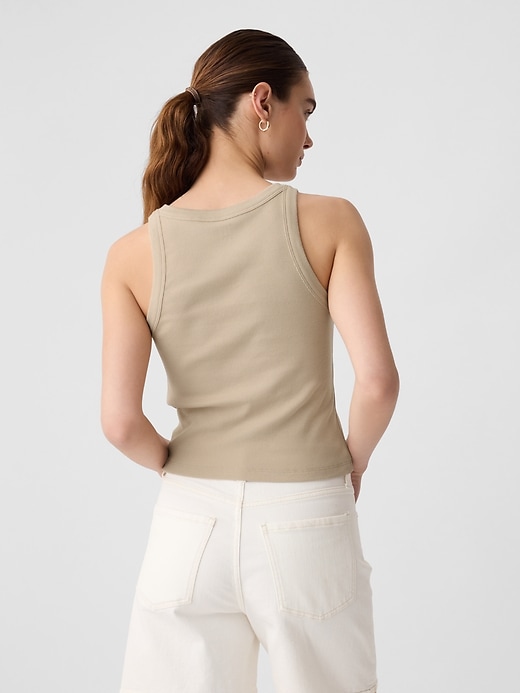 Image number 2 showing, Cropped Ribbed High-Neck Tank