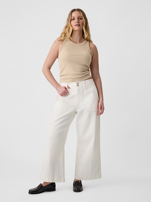 Image number 5 showing, High Rise Wide-Leg Utility Crop Jeans