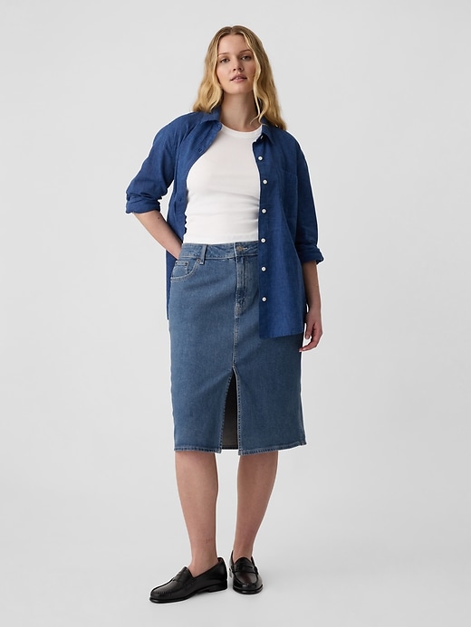 Image number 5 showing, Denim Midi Pencil Skirt