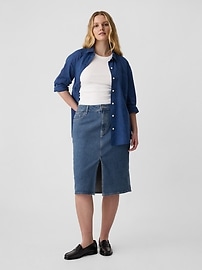 View large product image 5 of 11. Denim Midi Pencil Skirt