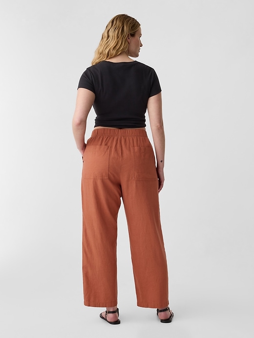 Image number 6 showing, Linen-Blend Straight Pull-On Pants