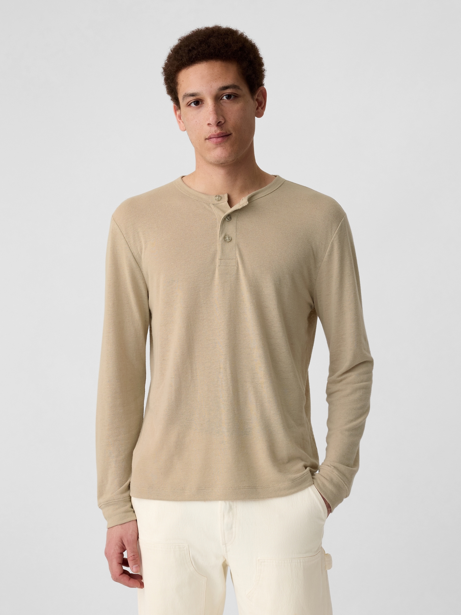 Linen-Blend Henley T-Shirt | Gap Factory