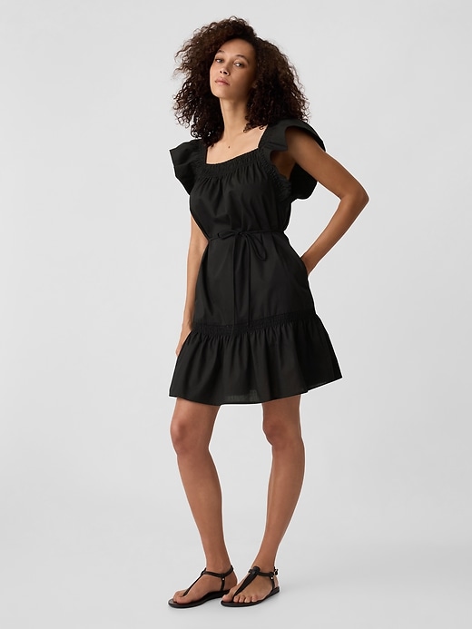 Image number 1 showing, Squareneck Flutter Sleeve Mini Dress
