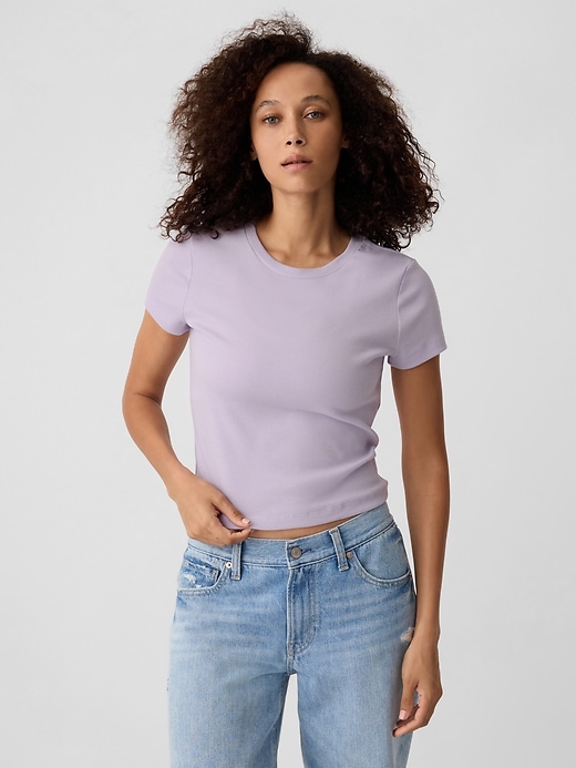 Image number 7 showing, Cropped Fitted Ribbed T-Shirt