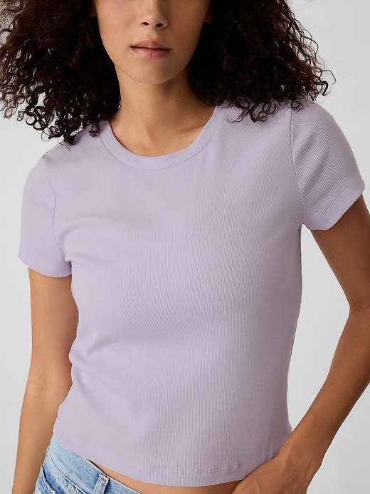 Image number 9 showing, Cropped Fitted Ribbed T-Shirt