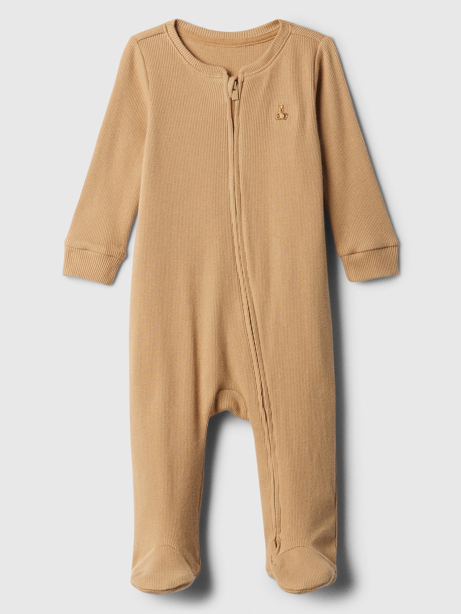 Baby Ribbed Two-Way Zip One-Piece