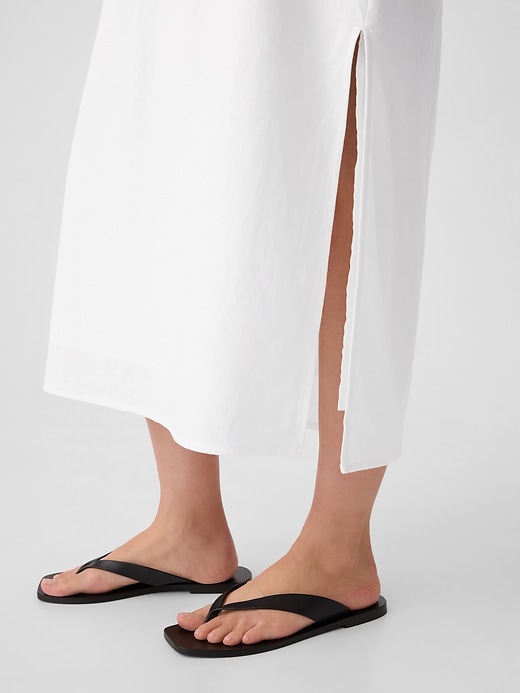 Image number 4 showing, Linen-Blend Midi Slip Skirt