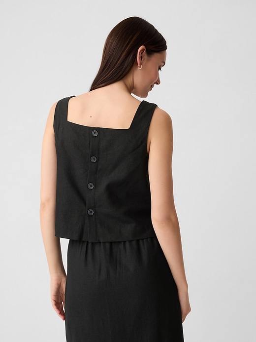 Image number 2 showing, Cropped Linen-Blend Squareneck Tank Top