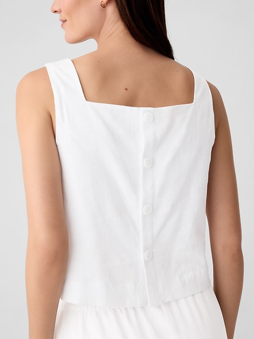 Image number 4 showing, Cropped Linen-Blend Squareneck Tank Top