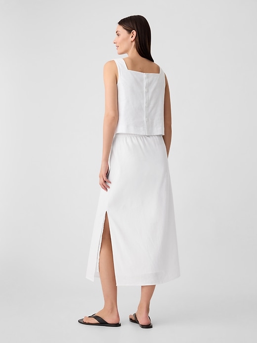 Image number 2 showing, Linen-Blend Midi Slip Skirt