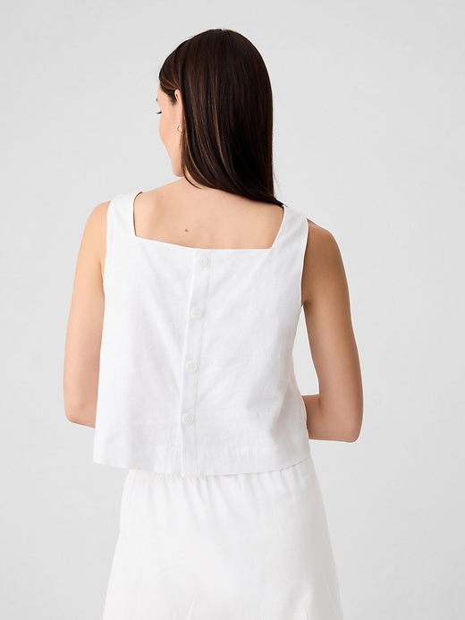 Image number 2 showing, Cropped Linen-Blend Squareneck Top