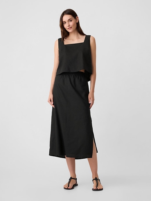 Image number 3 showing, Cropped Linen-Blend Squareneck Tank Top