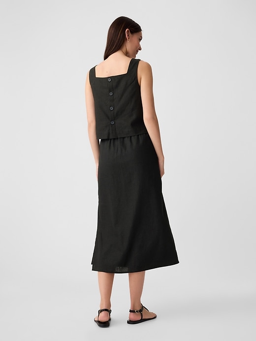 Image number 2 showing, Linen-Blend Midi Slip Skirt