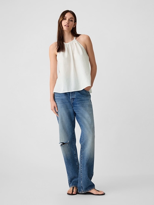 Linen-Blend Halter Top