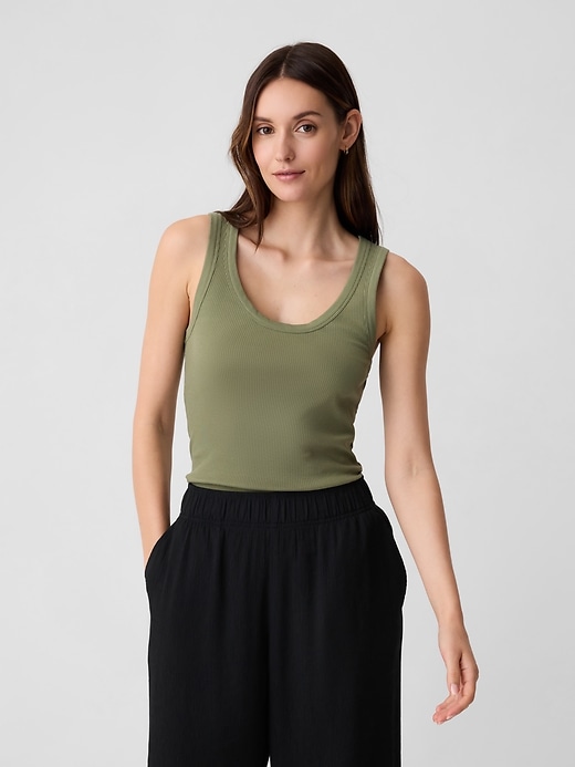 Image number 1 showing, Ribbed Scoopneck Tank Top