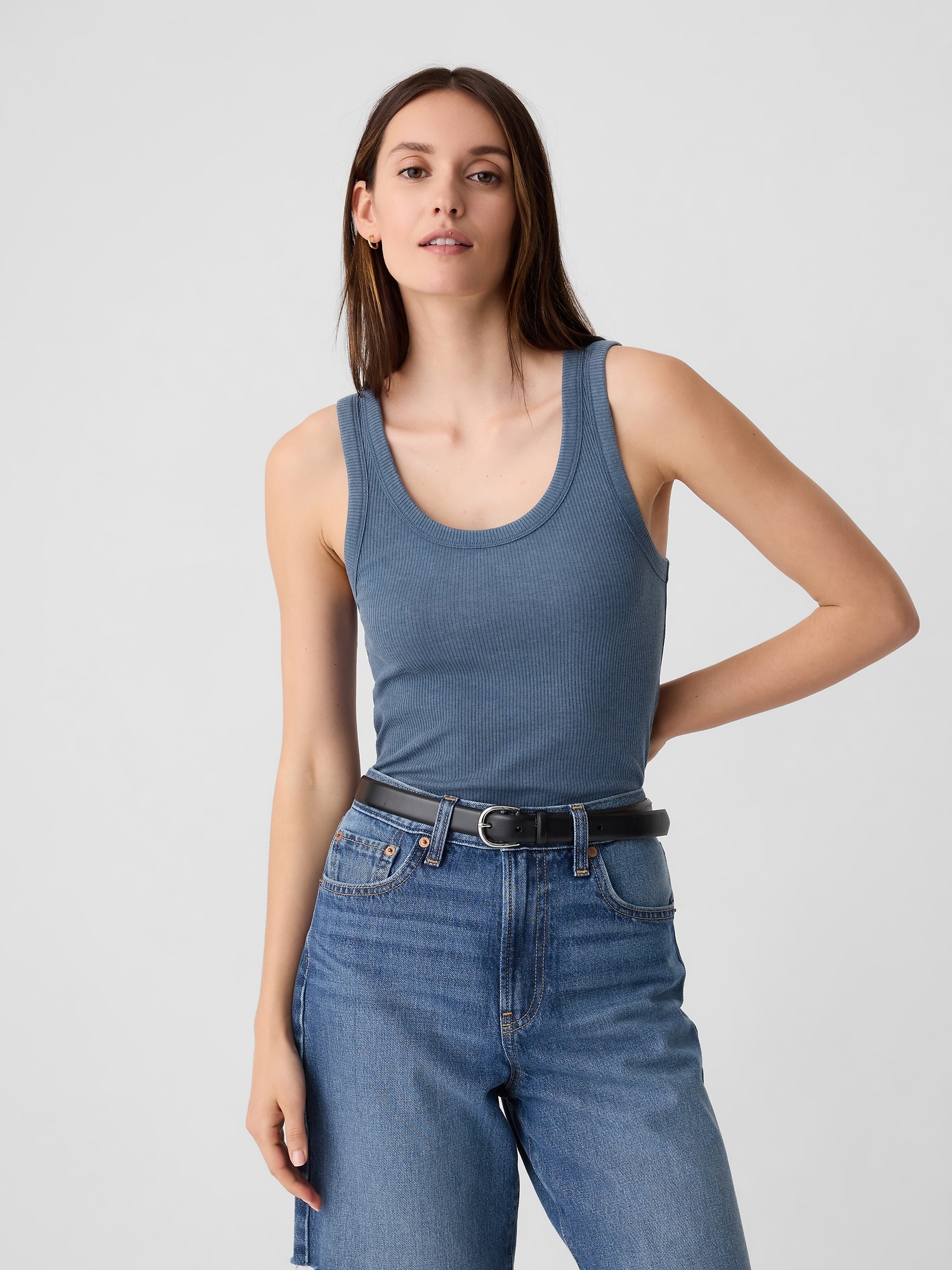 Ribbed Scoopneck Tank Top