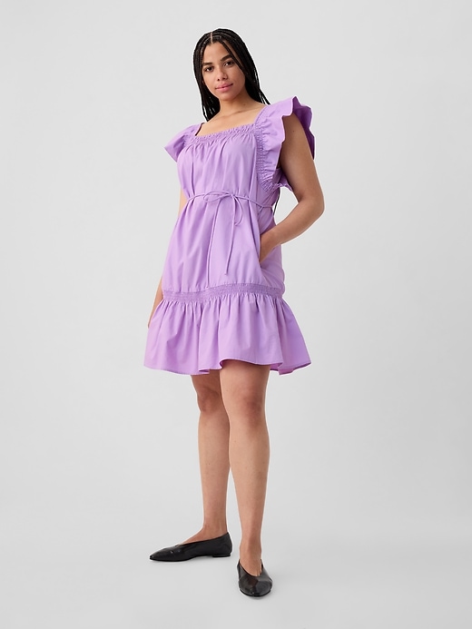 Image number 8 showing, Squareneck Flutter Sleeve Mini Dress