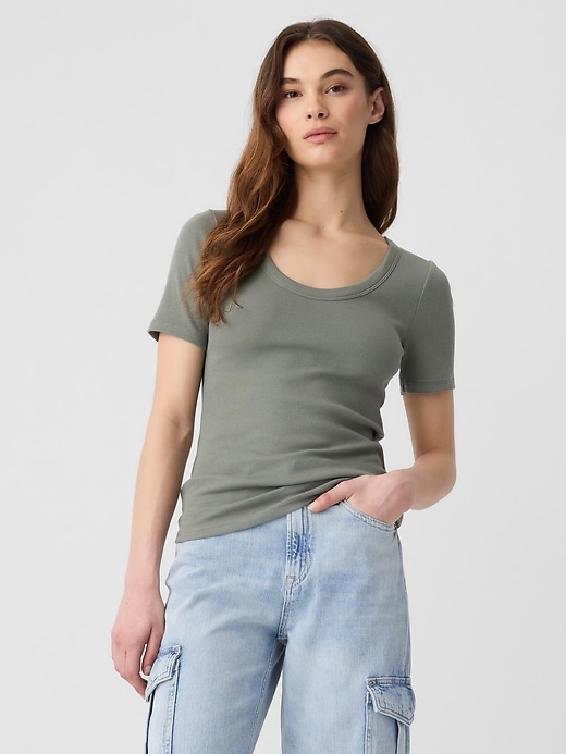 Image number 6 showing, Ribbed Scoopneck T-Shirt