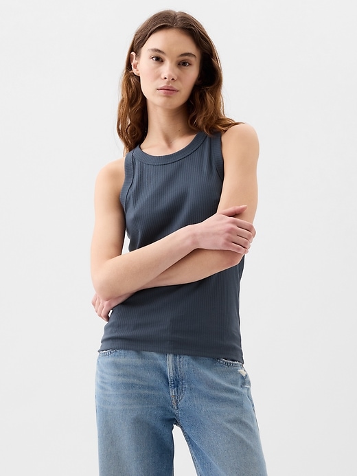 Image number 1 showing, Ribbed High Neck Tank