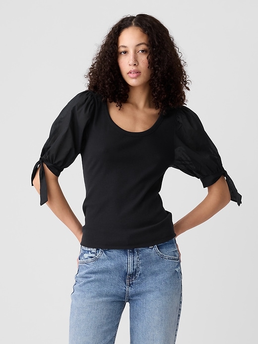 Image number 6 showing, Puff Tie-Sleeve T-Shirt
