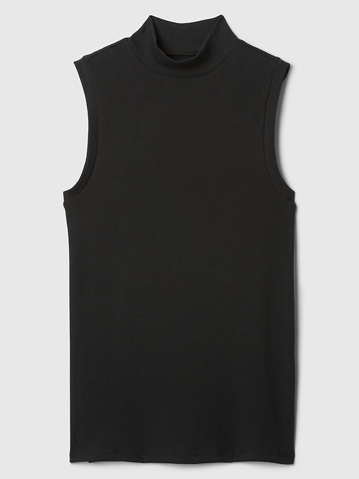 Image number 5 showing, Ribbed Sleeveless Mockneck T-Shirt