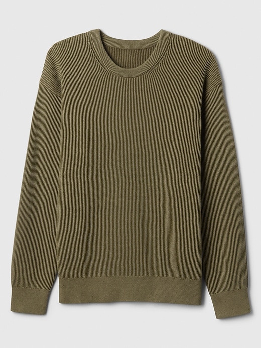 Image number 4 showing, Oversized Fisherman-Stitch Crewneck Sweater
