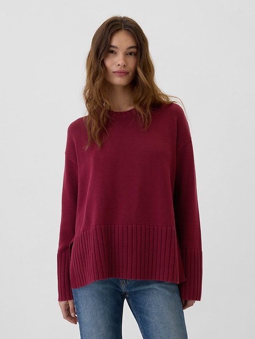 Image number 1 showing, Oversized 24/7 Split-Hem Crewneck Sweater