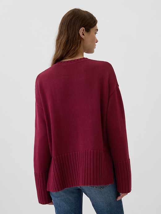 Image number 2 showing, Oversized 24/7 Split-Hem Crewneck Sweater