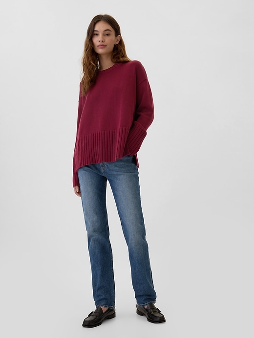Image number 3 showing, Oversized 24/7 Split-Hem Crewneck Sweater