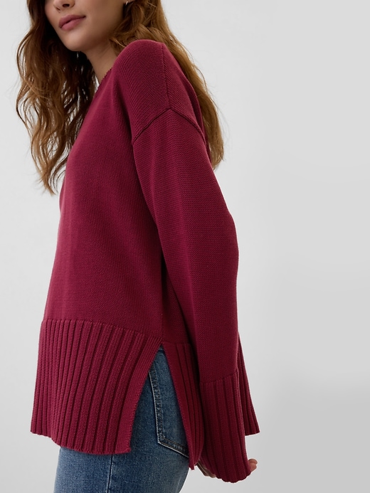 Image number 4 showing, Oversized 24/7 Split-Hem Crewneck Sweater