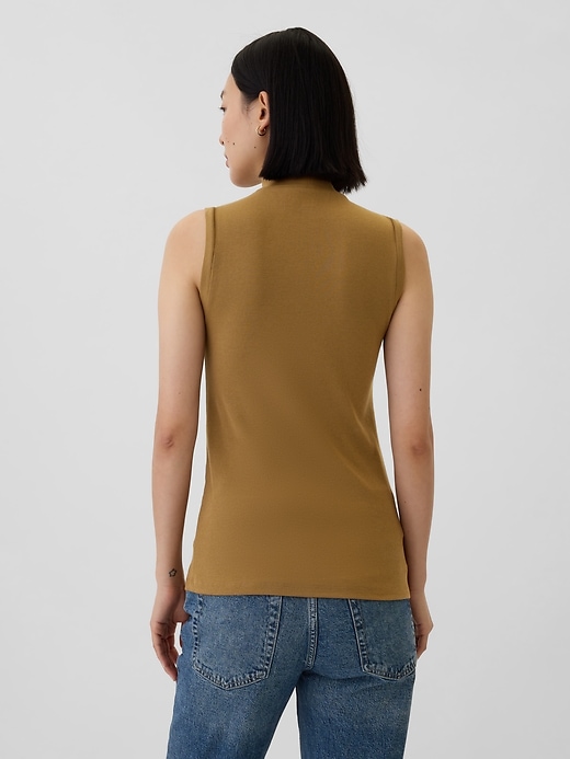 Image number 2 showing, Ribbed Sleeveless Mockneck T-Shirt
