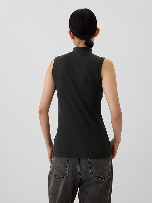 Image number 2 showing, Ribbed Sleeveless Mockneck T-Shirt